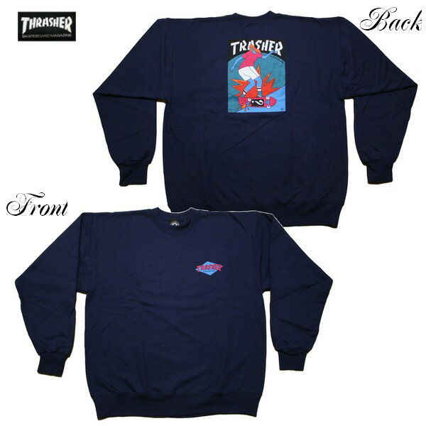THRASHER トレーナー HURRICANE CREW 312722 ネイビー 【 2022 メンズ / スラッシャー スウェット / スケーター / ストリート / サーフ / スケート / スラッシャー 長袖 / レゲエ / あす楽 】