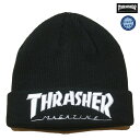 THRASHER ニットキャップ ジュニアサイズ 23TH-N54K ブラック 黒【 2023 キッズ 子供 キャップ / スラッシャー ニット帽 / ストリート / スケート / スケーター / スノボ スノーボード / B系 / 帽子 / メール便可 / あす楽 】