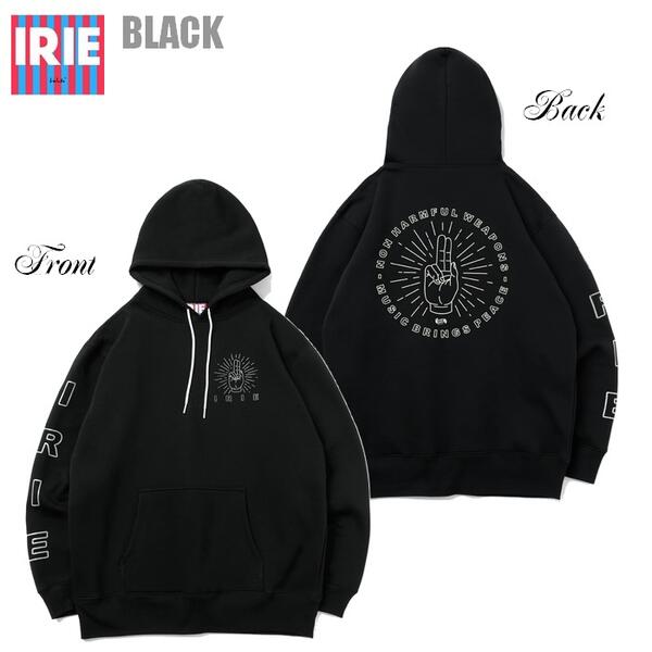 IRIE パーカー MUSIC BRINGS PEACE HOODIE IRAW23035 ブラック 黒