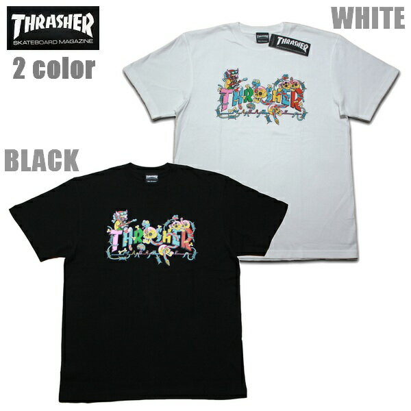 THRASHER Tシャツ Devil's Music S/S TEE TH91396 ブラック ホワイト 黒 白【 2023 メンズ Tシャツ / ..