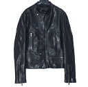 【中古】DIESEL BLACK GOLD ディーゼル ブラックゴールド ラムスキン レザー ライダースジャケット 46