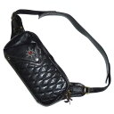 【中古】THE FLAT HEAD フラットヘッド スタッズ 茶芯 ホースハイド レザー ワンショルダー ウエスト ボディ バッグ 黒 ブラック