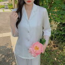 レディース パジャマ 春夏秋 ルームウェア シルク風 レース 前開き 薄手 柔らかい 優しい 長袖 ロングパンツ 上下セット カジュアル 部屋着 寝巻き ナイト...