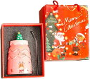 マグカップ 蓋付き ストロー付き 陶器 おしゃれ 可愛い 創意的 ピンク+ギフトボックス クリスマスツリー 耐冷 耐熱 450ml 水カップ 紅茶 牛乳カップ コーヒーカップ 姉妹 女生 カップル オ