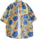 アロハシャツ メンズ ビーチシャツ 半袖シャツ 和柄 花柄 通気 海柄 ハワイ風 プリントシャツ ヴィンテージ 花柄 メンズ ファッション 柄 春服 柄シャツ(4)