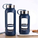 ガラス水筒 クリアボトル 900ml カバー付き 直飲み 大容量 漏れ防止密封 茶漉し付 ポータブル 保温 断熱 ガラス 大人 会社用 オフィス用 ビジネス 水...