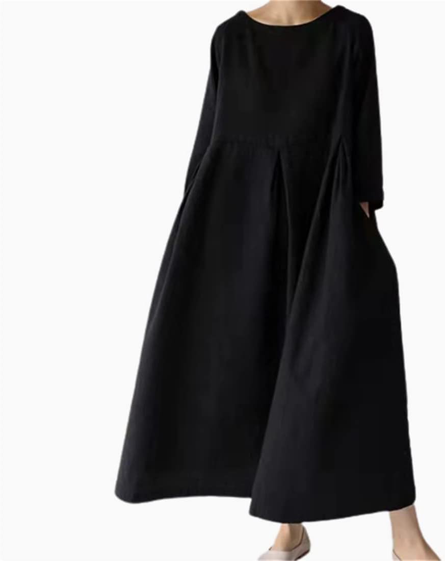レディース ワンピース ロングワンピース 夏ワンピース スカート ラウンドネック ?シンプル おしゃれ カジュアル ゆったり 体型カバー 上品 無地 普段着 長袖 着痩せ 春夏 お洒落 旅行