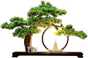 人工観葉植物 人工ツリーリビングルーム装飾禅シミュレーション歓迎松の木セラミックフィギュアと鹿オフィススタディリビングルーム装飾 人工盆栽