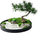 人工樹木 人工的な松の盆栽の木のシミュレーションの植物の植木鉢の植物の馬の彫刻が付いている緑の植物 人工観葉植物