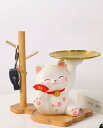 置き物 猫ちゃん ウサギ 兎 キー収納 金属 トレイ 鍵置き 小物収納 玄関収納 卓上置物 動物像 彫刻装飾 口紅スタンド 樹脂製品 縁起物 (タイプB) 開店祝い かわいい インテリア 金運アップグ