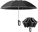 逆さ傘 自動開閉 晴雨兼用カラビナハンドル 折り畳み傘 軽い UVカットUPF50 紫外線遮断 メンズ レディース 軽量 大きめ ワンタッチ おりたたみ傘 超撥...