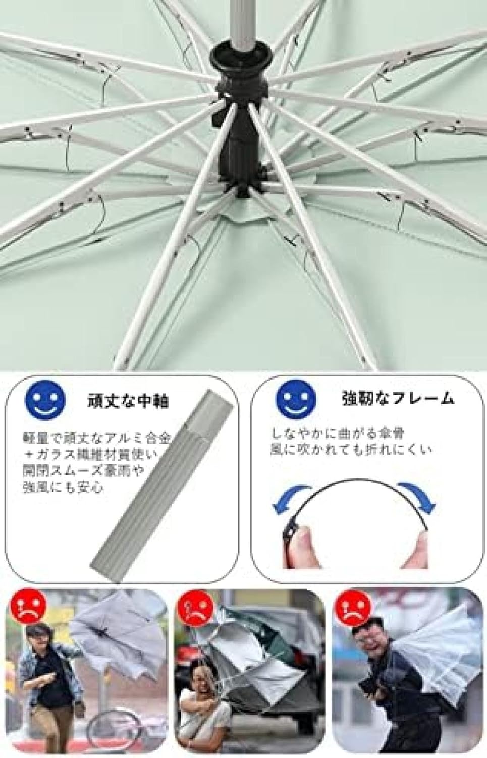 逆折り式 ワンタッチ 自動開閉 折り畳み傘 梅雨対策台風対応 メンズ紳士傘 男女兼用 丈夫 耐風 超撥水 10骨 折りたたみ傘