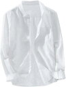 綿麻 シャツ メンズ shirt 長袖 無地 麻シャツ リネンシャツ 細身 窮屈感ゼロ カジュアルシャツ 開襟シャツ 通気快適 吸