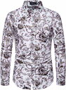 ワイシャツ 長袖 メンズ シャツ shirt 総柄 プリント 開襟シャツ おしゃれ ビジネス yシャツ カジュ