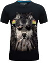 Tシャツ 3DプリントTシャツ メンズ 半袖 大きいサイズ 韓国風 おしゃれ オオカミプリント ウルフ柄 かっこいい 夏用 柔らか