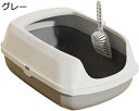 購入15%-30%OFF 猫トイレ オープンタイプ 猫用トイレ本体 ワイド キャットトイレ ハーフカバー コンパクト 掃除簡単 お手入れ簡単 砂飛び散り 抗菌防臭 ニャンとも清潔トイレ 耐磨耗 スコップ付き 砂落とし ブラウン L