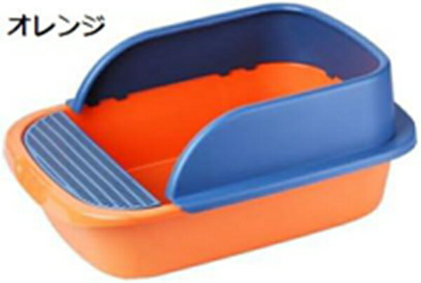 購入25％OFF 猫トイレ ネコトイレ 大きい 猫用トイレ本体 オープンタイプ 大容量 ワイドサイズ 砂飛び散り防止 掃除しやすい 清潔 洗える システムトイレ 子猫 成猫用 スコップ付き オレンジ シンプル 耐久性