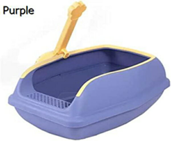 購入15％-30%OFF 猫用トイレ本体 オープン子猫用トイレ ペット用トイレシャベル付き 半閉鎖型猫用トイレ ハイサイド付き (色 : Purple Size : 38x23x15cm)