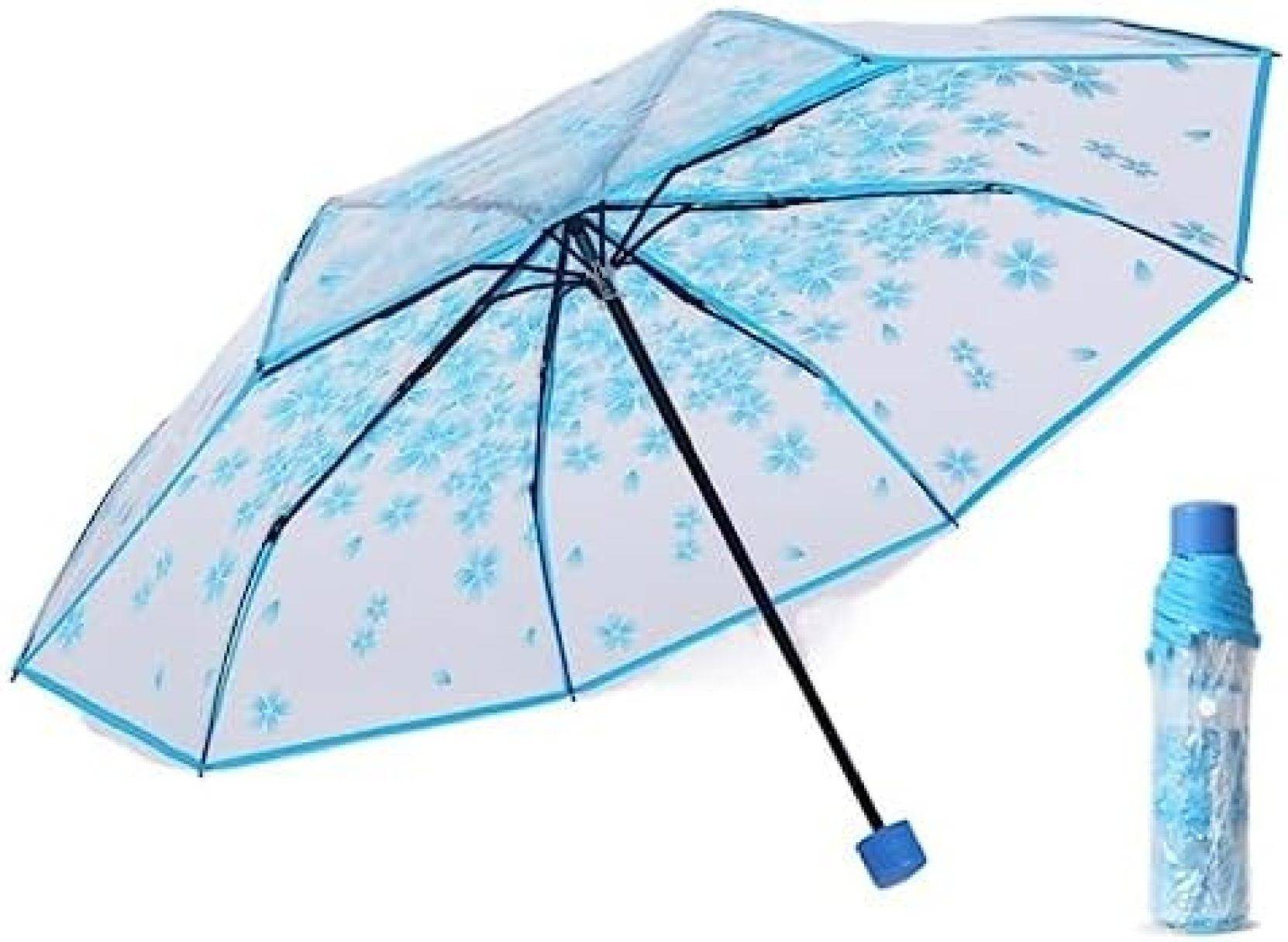 強風豪雨対応レディース 傘 傘 透明傘 防風?防雨 3つ折り PVC 女の子傘 ポータブル かわいい 梅雨対策 通学 収納ポーチ付