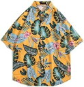 メンズ 花柄シャツ 総柄 夏用 アロハシャツ 半袖 ハワイアン ビーチシャツ 日焼け止め 薄手 かっこいい 汗染み防止 折り襟シャ