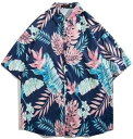 ビーチシャツ 半袖 メンズ 総柄 夏用 薄手 アロハシャツ ハワイ風 UVカット カジュアル かっこいい 通気性 アウター 開襟シ