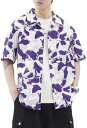 花柄シャツ メンズ 総柄 夏服 アロハシャツ 半袖 ハワイアン ビーチシャツ UVカット カジュアル 涼しい 通気性 アウター サ(4)