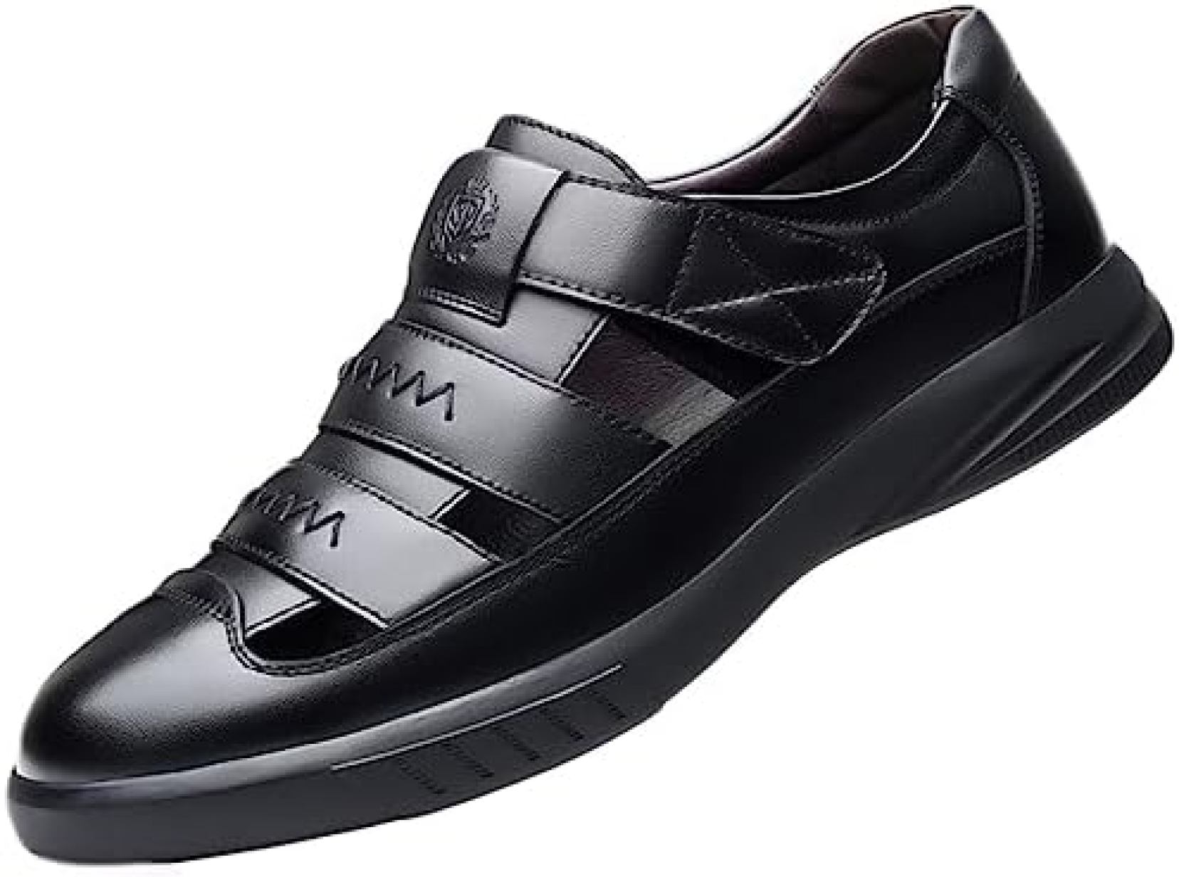 ビジネスシューズ メンズ 軽量 レザー 革靴 サンダル スリッポン ベルクロ ドライビング カジュアル 通気性 蒸れない 防滑 ロ