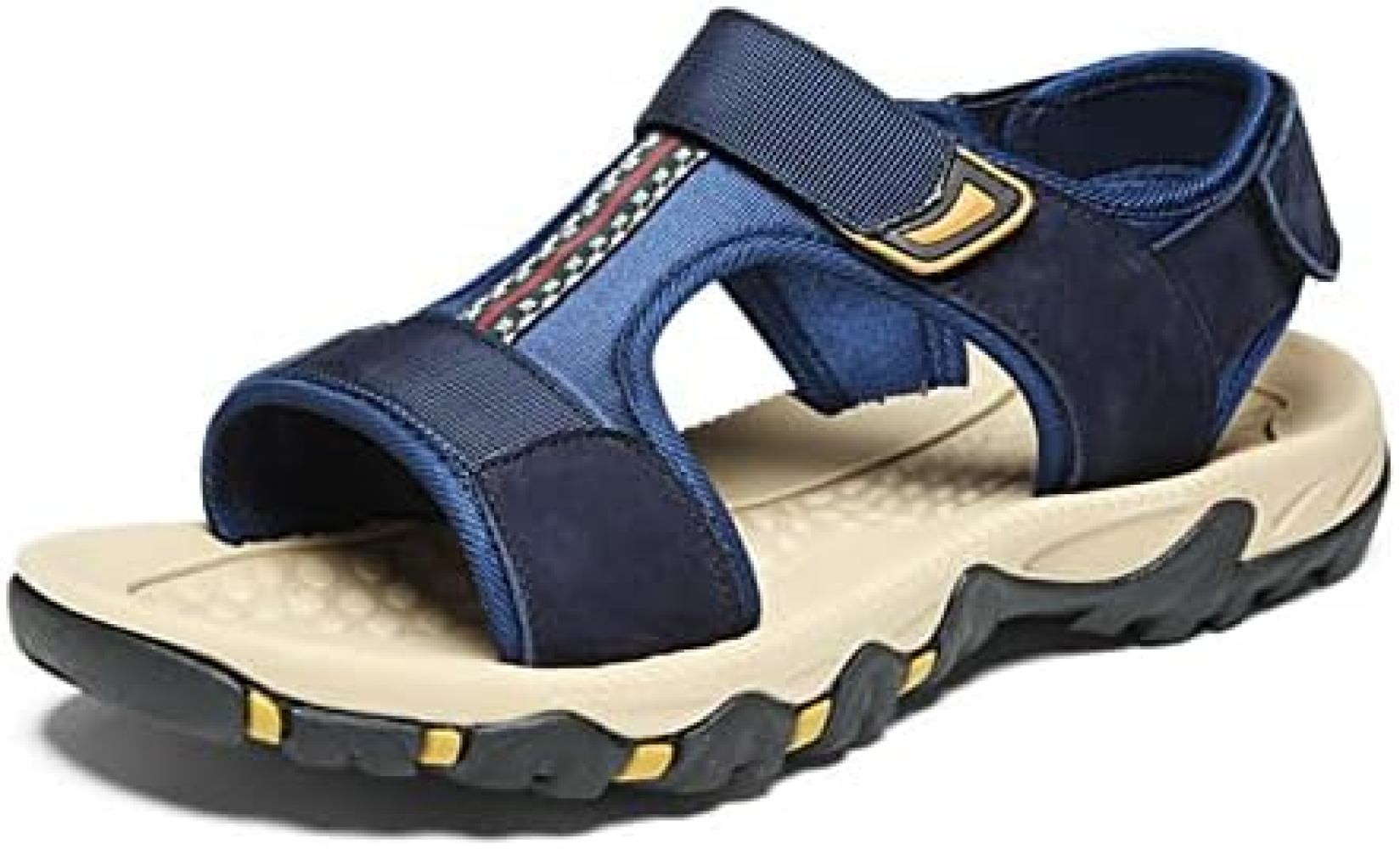 スポーツサンダル ベルクロ式 メンズ アウトドア ビーチサンダル 本革 カジュアル オシャレ 夏用 水陸両用 雨の日 撥水 クッシ