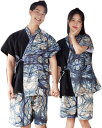 綿 和風パジャマ ペアルック 半袖 夏 ルームウェア 甚平 浴衣 家着 二着セット 前開き 紐結び 上下セット レディース メンズ