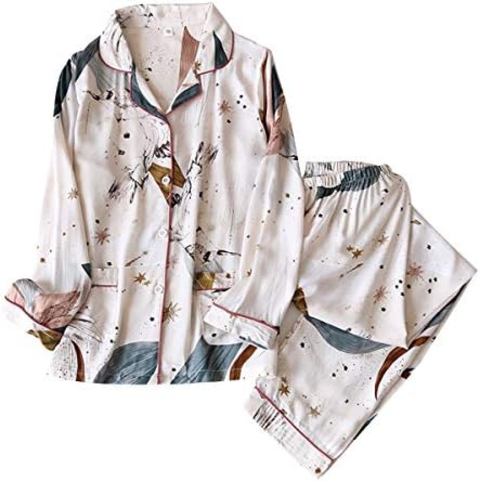 パジャマ 花柄 レディース レーヨン 前開き 長袖 かわいい ルームウェア 肌に優しい ゆったり T