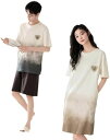 パジャマ レディース 夏 ルームウェアセット ペアルック 半袖 Tシャツ 綿100 ルームワンピース 部屋着 寝巻き 可愛い 短パン 上下セット 吸汗 快適 通気 ハーフパンツ ひんやり 便利服
