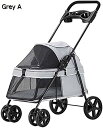 購入15%-30%OFF ペットベビーカー 犬用 カップホルダー付き 小型 犬用ベビーカー猫用ベビーカーポケット付きジッパーレスエントリートラベルキャリッジ、ペ...