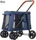 購入15%-30%OFF 大型犬用犬用ベビーカー、大型犬用ベビーカー複数ペット猫カートトロリー折りたたみ式2匹の猫キャリッジベビーカー (ブルー)