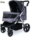 購入15%-30%OFF ペットカート ベビーカー バギー 犬 猫 多頭 ペット ベビーカー 4 ラウンド大型猫犬散歩カート 収納バスケット付き 折りたたみ式軽...