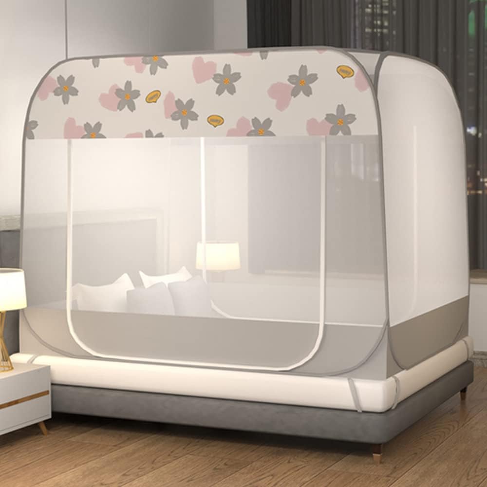 蚊帳 底付き シングルベッド用 ダブルベッド かや 密度が高い 蚊帳 ベッド用 畳 大型 キャンプ式 モスキートネット 虫/蚊よけ ムカデ対策 インストールが簡単 転落防止 通気性 四角型 大空間