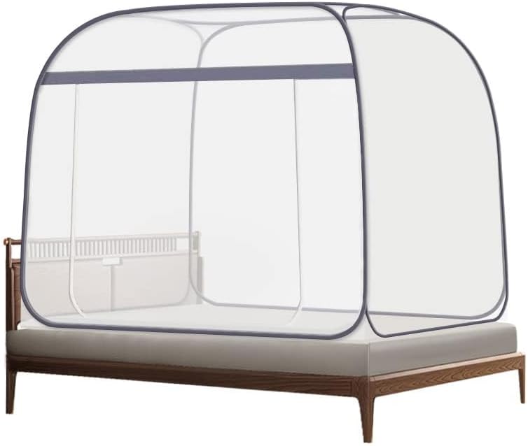 蚊帳 かや テント式 ワンタッチ 蚊よけ 底生地付き 虫よけ ムカデ対策 防虫用ネット1ドアタイプ 底生地付き 密度が高い 持ち運べる 収納便利 収納袋付 野外キャンプ 旅行 アウトドア (1.8*2
