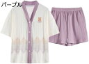 パジャマ レディース ルームウェア 半袖 前開き ショートパンツ 上下セット 部屋着 吸汗速乾 通気 肌に優しい 脱着簡単 春夏 女性