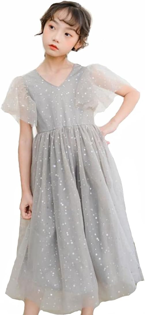 ガールズ ワンピース 子供ドレス お姫様ドレス キッズワンピース チュール 女の子 子供服 発表会 結婚式 誕生日 フラワーガールドレス ロングスカート普段着 カジュアル110-165CM