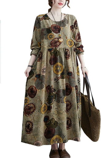 綿麻ワンピース レディース 花柄ワンピース 夏ワンピース マキシワンピース ロングドレス サマードレス ワンピース ラウンドネック リゾート 可愛い 長袖 フレア ゆったり カジュアル 民族風 部屋着 綿麻ワンピース レディース 花柄ワンピース 夏ワンピース マキシワンピース ロングドレス サマードレス ワンピース ラウンドネック リゾート 可愛い 長袖 フレア ゆったり カジュアル 民族風 部屋着