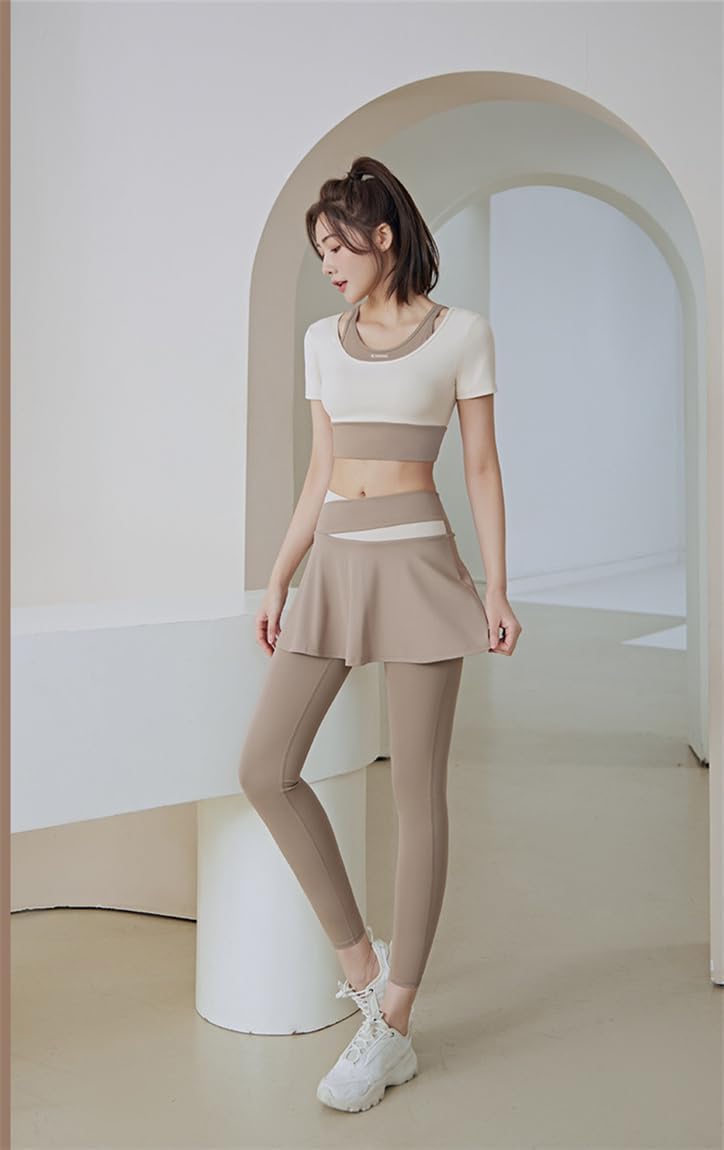 スポーツウェア レディース ヨガウェア トレーニングウェア 上下 セットアップ スポーツブラジャー ジャージ キュロットパンツ レギンス 半袖 フィットネス 吸汗速乾 伸縮通気 快適 おしゃれ 可愛い