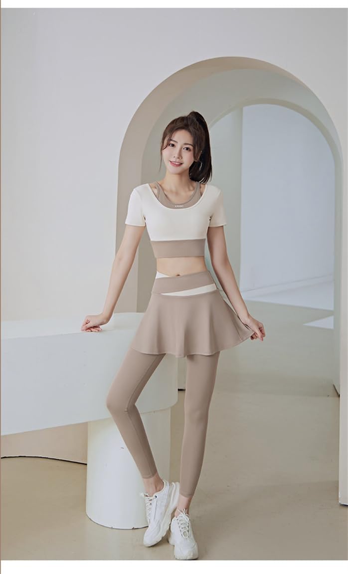 スポーツウェア レディース ヨガウェア トレーニングウェア 上下 セットアップ スポーツブラジャー ジャージ キュロットパンツ レギンス 半袖 フィットネス 吸汗速乾 伸縮通気 快適 おしゃれ 可愛い