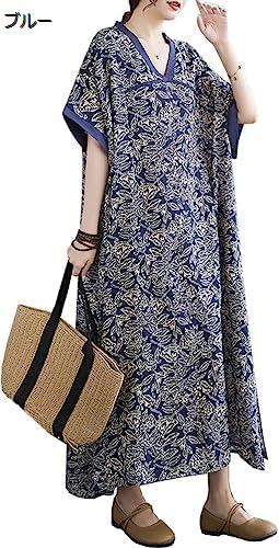 購入15%-30%OFF レディース ワンピース オーバーサイズワンピース ロングワンピース ドレス 半袖ワンピース Vネック 大きいサイズ 夏 半袖 マキシ カジュアル ファッション エレガント 快適 ポケット付き ゆったり 日常着