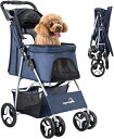 ペットカート 折りたたみ 小型犬 中型犬 多頭 兼用 犬用ベビーカー 折りたたみ ペットバギー ネコカート ドッグカー 前輪360°回転 折りたたみ 組み立て簡単 耐荷重15Kg(4)