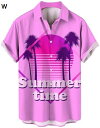 アロハシャツ メンズ 半袖 ヤシの木 襟付き ボタンダウン 大きいサイズ ゆったり 通気 夏服 リゾート オシャレ 柄シャツ 旅行 総柄 夏 レギュラーフィット...