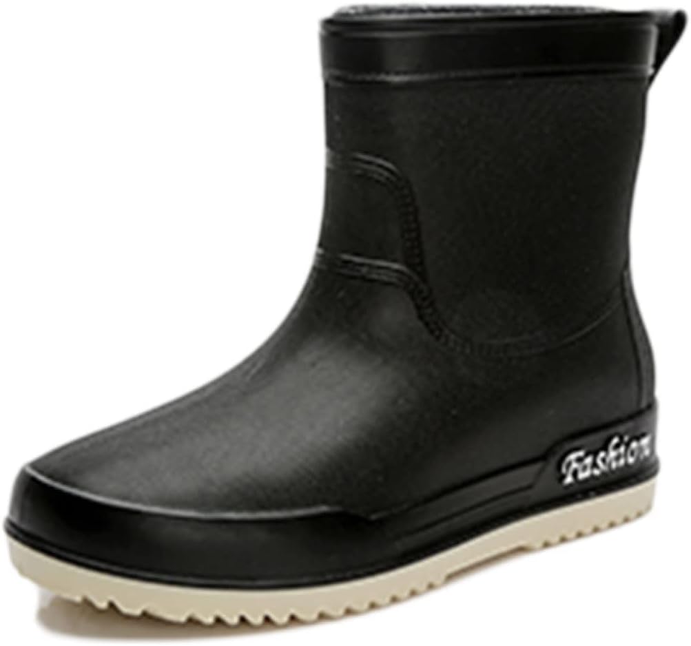 レディース レインブーツ ショート 防水シューズ 23.5cm レインシューズ 雨靴 軽量 梅雨 台風対策 釣り 作業用 通勤 通学 ブラック ローヒール かわいい 台風 梅雨対策 痛くない 歩きやす