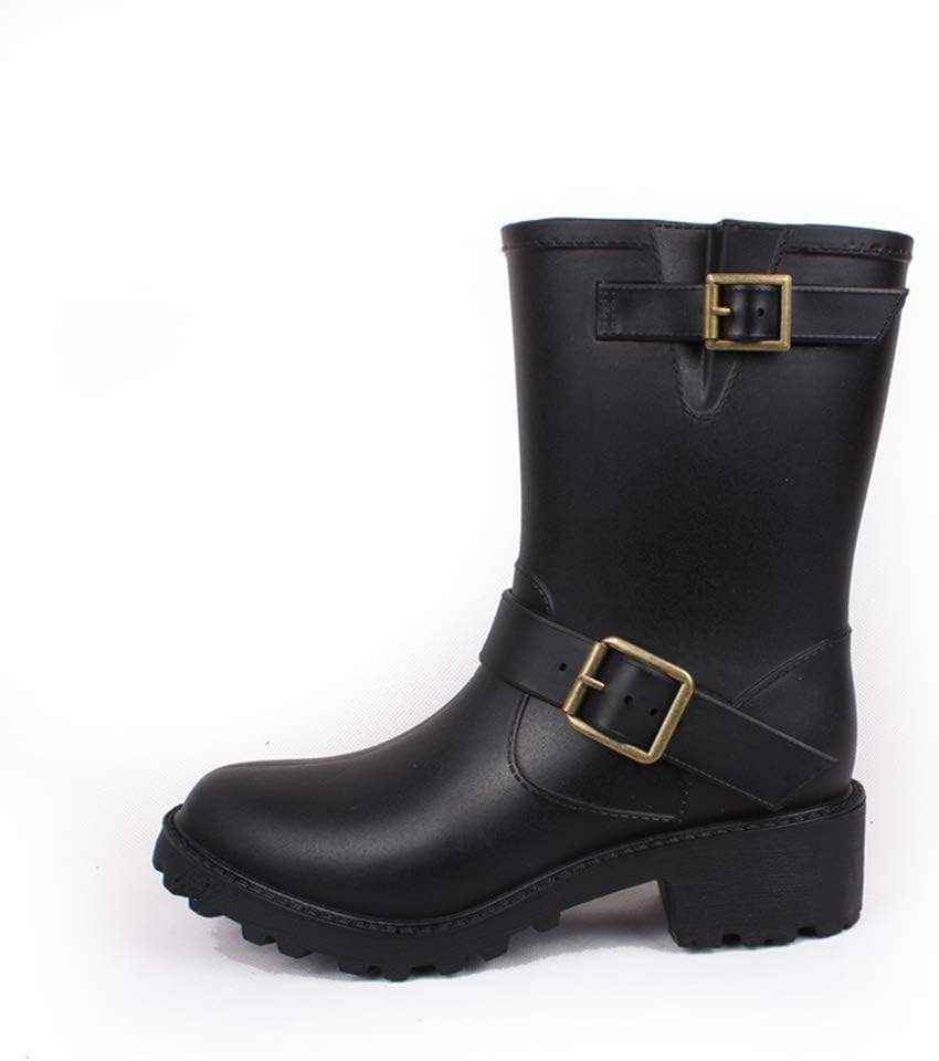 レディース レインブーツ ロング丈 レインシューズ 雨靴 ブーツ ガーデニングレインブーツ 女性用 滑りにくい 防水 防寒 軽い 雨具 通勤 雪 雨 ブラック シンプル 25cm 軽量 梅雨 レインシ