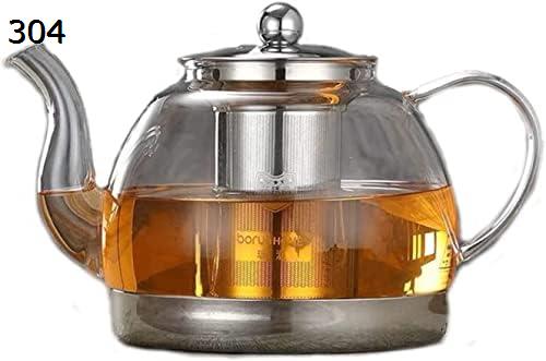ガラスポット ティーセット 対応 ポット 紅茶 ポット 手吹き 透明急須 ステンレス鋼 ティーポット ガラス 耐熱 急須 電磁調理器が使える 茶 ステンレス 急須 ティーポット おしゃれ 実用的 リーフ フルーツ 大容量