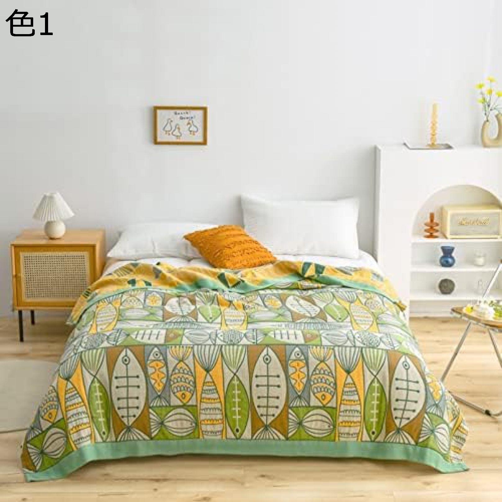 購入15％-30%OFF 4重織り タオルケット ガーゼケット グリーン ボヘミアン かけふとん セミダブル シングル 夏布団 4重ガーゼ 綿 ウォッシャブル 柔らかな肌触り ふんわり 夏快眠 軽いケット 肌掛け布団