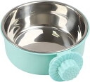 ペットボウル ハンガー ゲージ用 ペット食器 餌入れ 猫 犬 うさぎ 小動物用 食器 ウォーターボウル ケージ用 固定 (L グリーン)