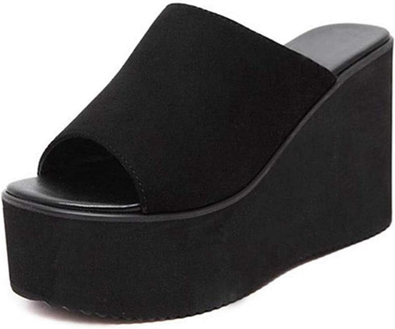 レディース 10cmヒール ウェッジソール ミュール 厚底サンダル 歩きやすい スエード パーティー 履きやすい 美脚 コンフォート 前厚 スリッパ オープントゥ 無地 フラットフォーム サンダル ウ